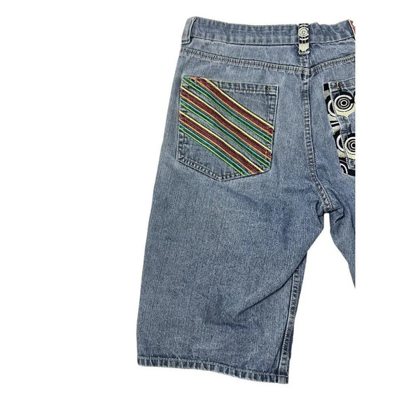 Coogi Shorts 40 Meas 38 Blue Denim Embroidered VTG Y2K Baggy Hip Hop Jean Jorts - Picture 7 of 13